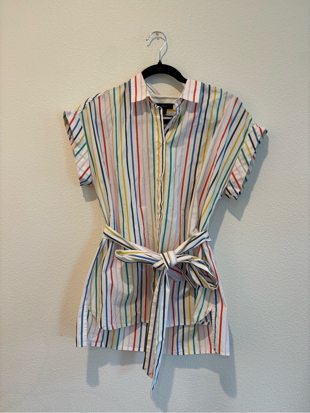 J.Crew Button-Front Tie-Waist 100% cotton Top size small